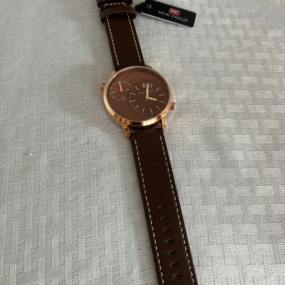 NWT MINI FOCUS Men's Watch Genuine Leather Quartz Movement - Picture 3 of 9
